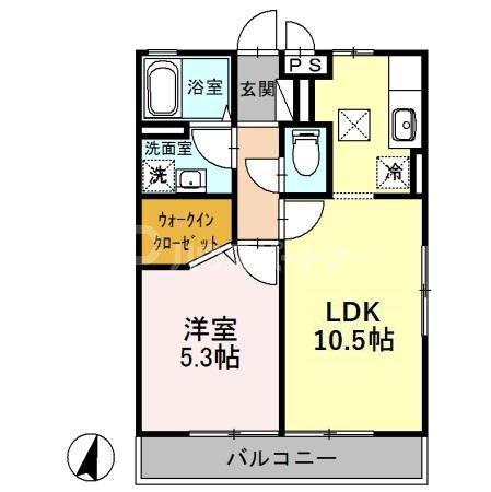 グレイスコートII(1LDK/1階)の間取り写真