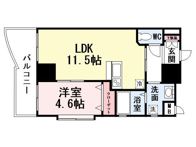 サンシャイン長崎街道黒崎 (1LDK/9階)の間取り写真