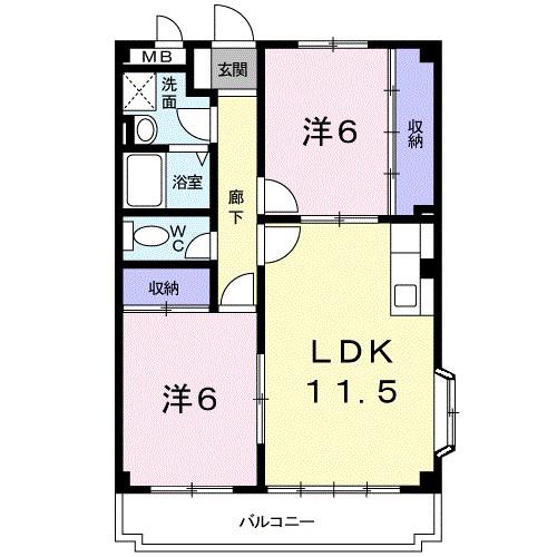 ニューエミネンス(2LDK/2階)の間取り写真
