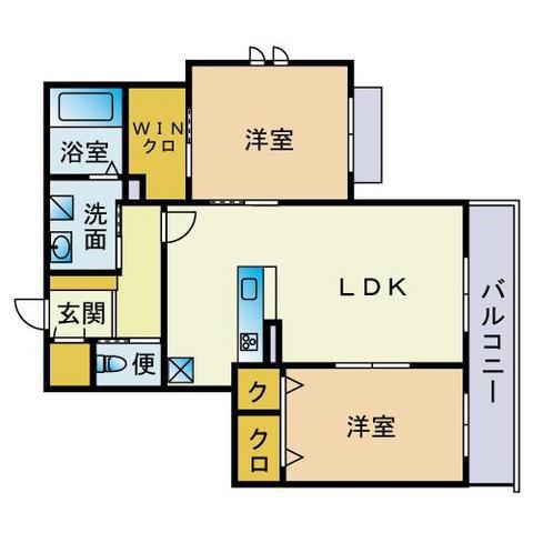 シャーメゾンCRIE(2LDK/2階)の間取り写真