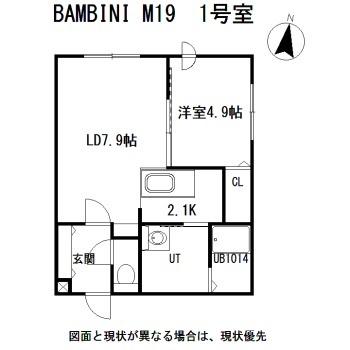 BAMBINI M19(1LDK/1階)の間取り写真