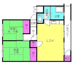 コーポはりま7号館(2LDK/3階)の間取り写真