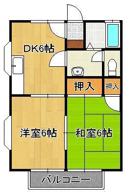 ルミエール曙(2DK/2階)の間取り写真