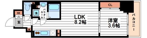 ミラージュパレス本町DEPART(1LDK/3階)の間取り写真
