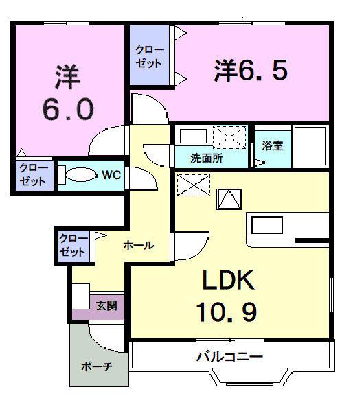 パラッツォ・S.H(2LDK/1階)の間取り写真