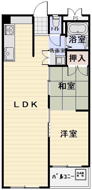 住之江コーポ1号棟(2LDK/7階)の間取り写真