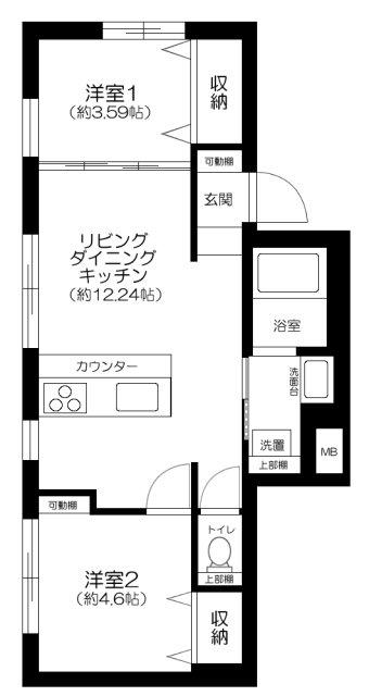 新宿早稲田レーベル(2LDK/5階)の間取り写真