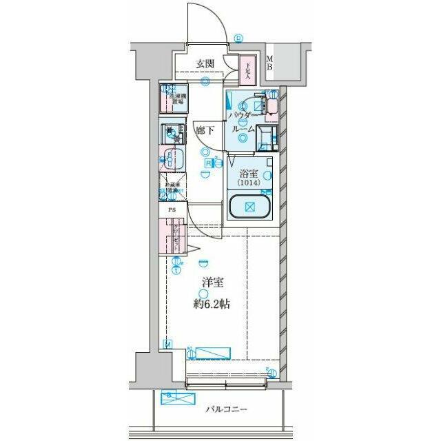 GENOVIA南鳩ヶ谷(1K/2階)の間取り写真