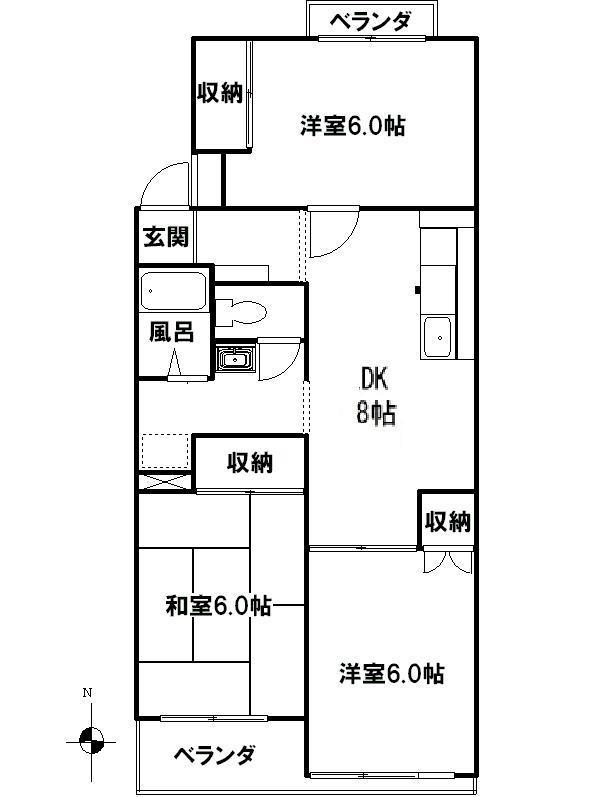 センチュリー本郷台(3DK/3階)の間取り写真