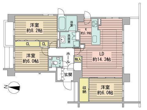 桂和レジデンス円山桜(3LDK/6階)の間取り写真