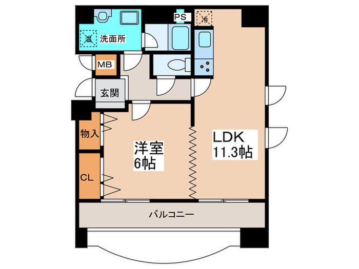 帝塚山クレバービルII(1LDK/9階)の間取り写真
