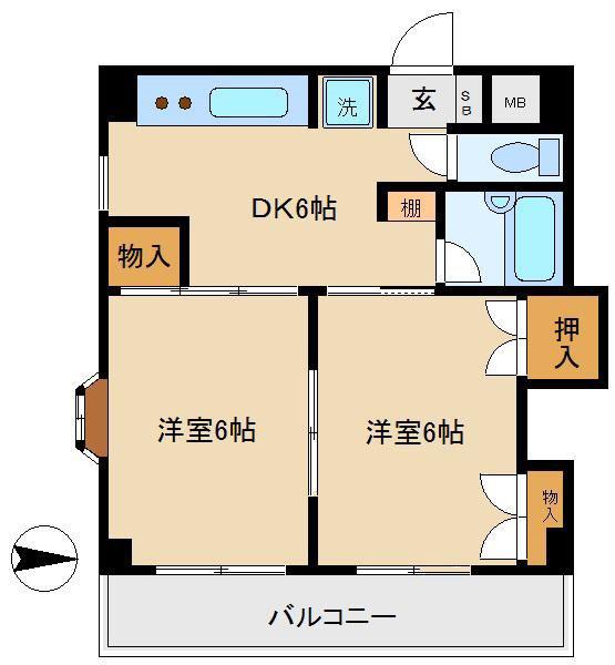エムエスハイム(2DK/4階)の間取り写真