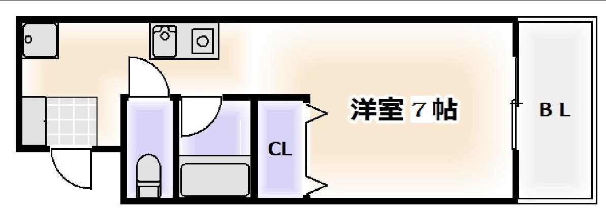 ビィーク・クレール(1K/3階)の間取り写真