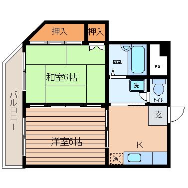 エステカーサ藤沢本町(2K/4階)の間取り写真