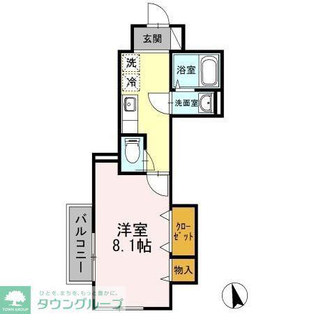 グリーンコート(1K/1階)の間取り写真