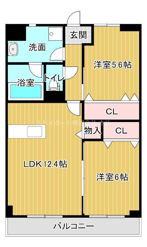 ウィズ・エフII(2LDK/2階)の間取り写真