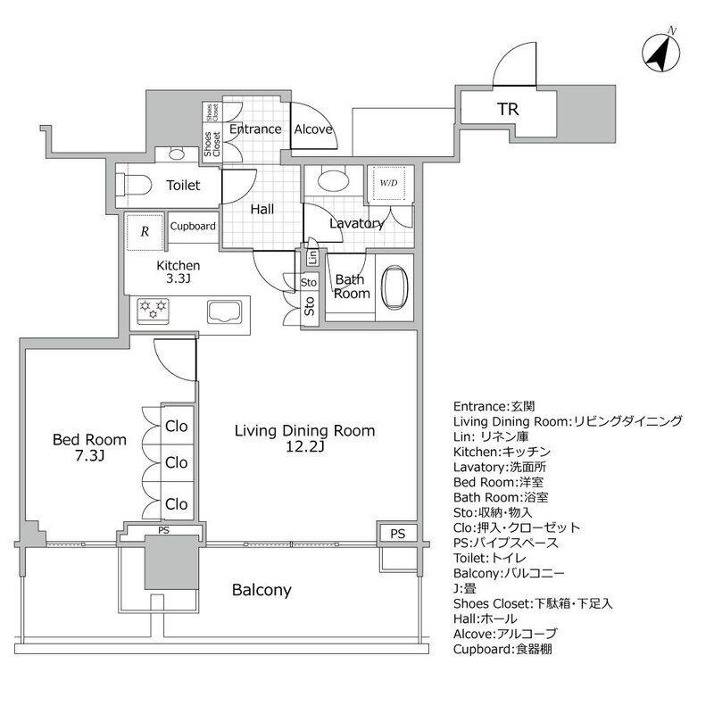 THE COURT 神宮外苑(1LDK/4階)の間取り写真