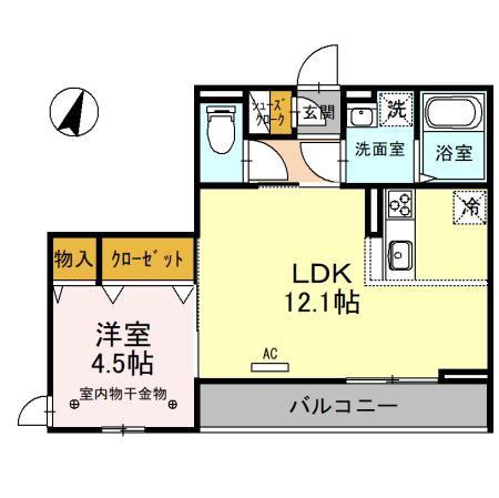 ロイヤルガーデンコート武蔵浦和(1LDK/2階)の間取り写真