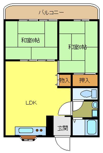 プレジデントふくなが(2LDK/2階)の間取り写真
