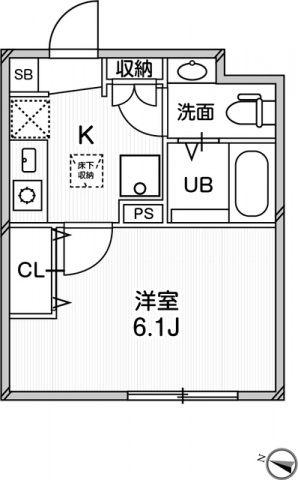 ルクール平和台(1K/1階)の間取り写真
