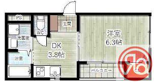 パークウエスト長居(1DK/3階)の間取り写真