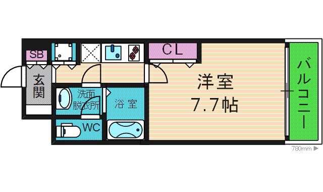 ジュネーゼプレシャス森之宮(1K/7階)の間取り写真