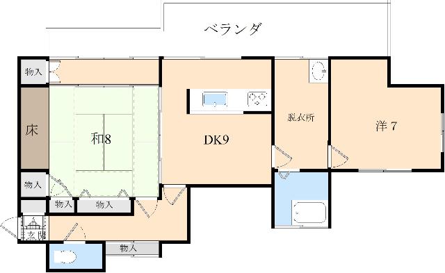 沼野上アパート(2DK/2階)の間取り写真