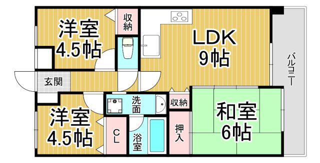 リビーナ東なにわ(3LDK/1階)の間取り写真