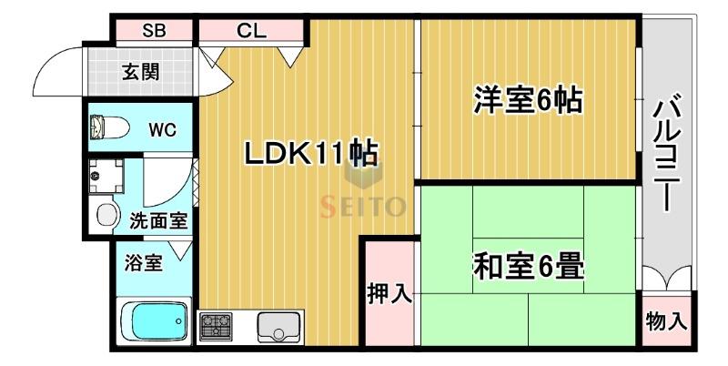 淀川ビル(2LDK/5階)の間取り写真