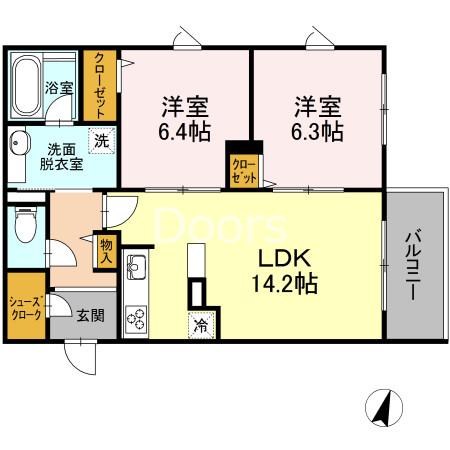 SHALLOW GARDEN(2LDK/2階)の間取り写真