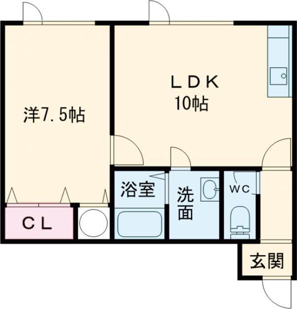 エクレールI(1LDK/2階)の間取り写真