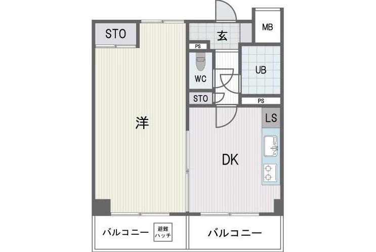 ブライトハーツ大橋南(1DK/7階)の間取り写真