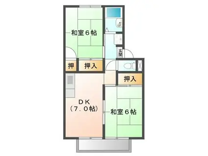 プレジール千代田(2DK/2階)の間取り写真