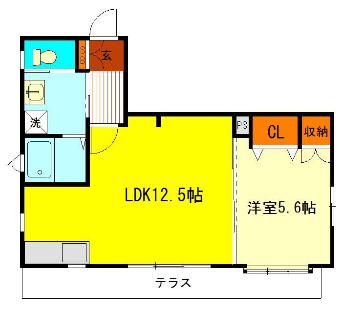 シルクヴェール(1LDK/1階)の間取り写真