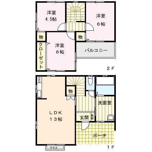 モンレーブ(3LDK/1階)の間取り写真