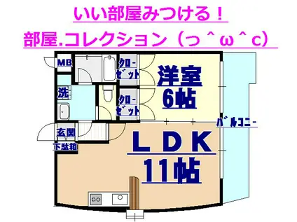 ウィルステージ古船場(1LDK/12階)の間取り写真