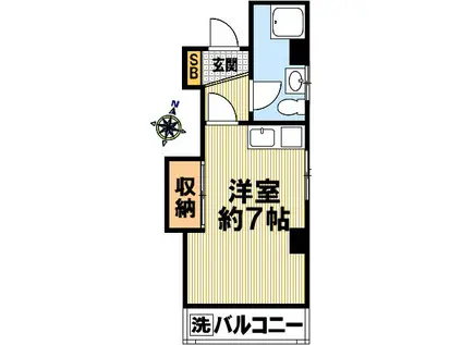 サザンカーサII(ワンルーム/1階)の間取り写真