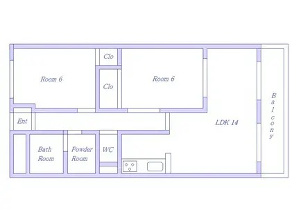 アーバンビュー屋島(2LDK/1階)の間取り写真