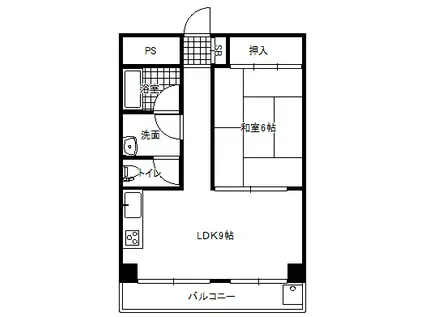 山科ハイツ(1LDK/2階)の間取り写真