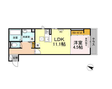 プランドール城東(1LDK/1階)の間取り写真