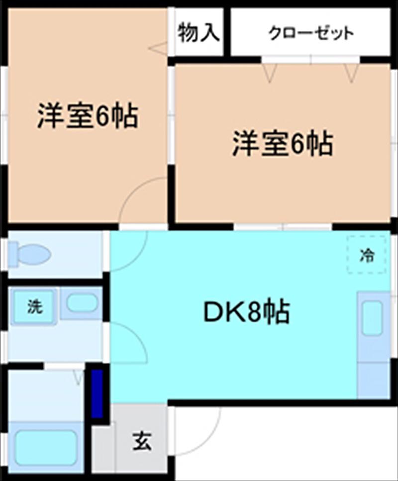 サンフォレスト(2DK/2階)の間取り写真