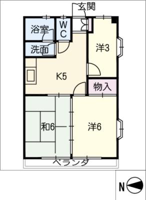 一宮パークハイツ(3K/3階)の間取り写真