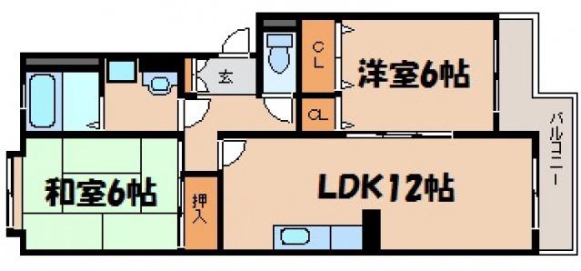 タカヤマハイツ92(2LDK/4階)の間取り写真