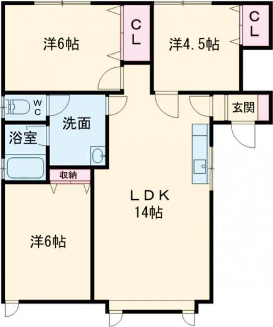 ハイツサワダ桔梗(3LDK/1階)の間取り写真