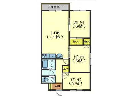 ピアコート神山(3LDK/2階)の間取り写真