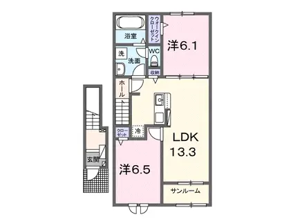 サン ブライト III(2LDK/2階)の間取り写真