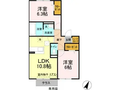 エトワール松戸B(2LDK/1階)の間取り写真