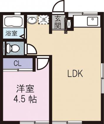 シティハイムマリモ(1LDK/1階)の間取り写真