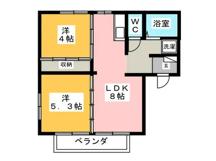 ヒルズTAKI 3(2LDK/1階)の間取り写真
