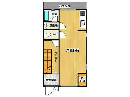 マイン川添(ワンルーム/1階)の間取り写真